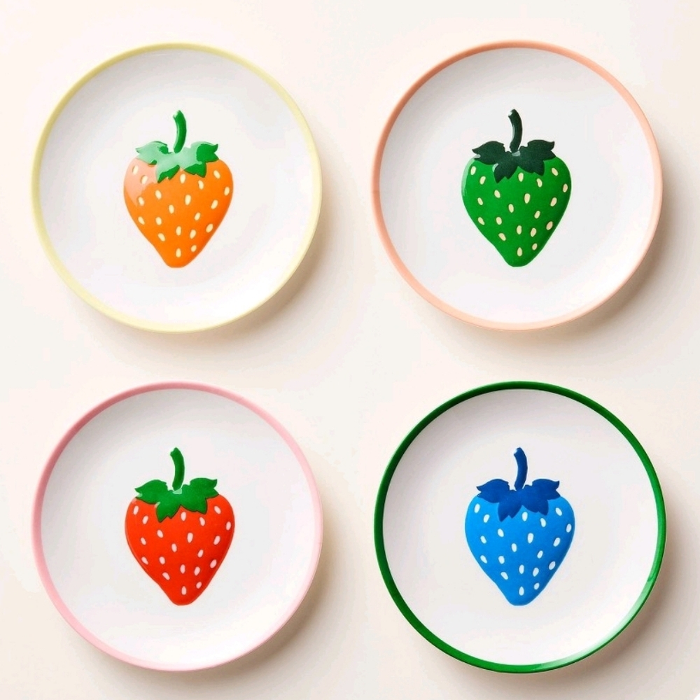 NWT, kate spade new york x Target, 4pc Strawberry Melamine Appetizer Plate Set